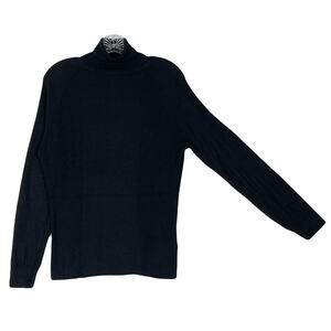 NWOT LINEA WEEKEND Sweater Women XL Black Turtleneck Pointelle Ribbed Long-Slv